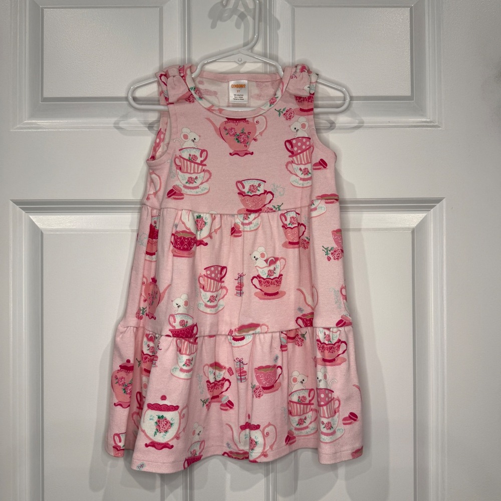 Gymboree Girls Pink Tea‎ Party Mouse Teacup Dress Size 3T